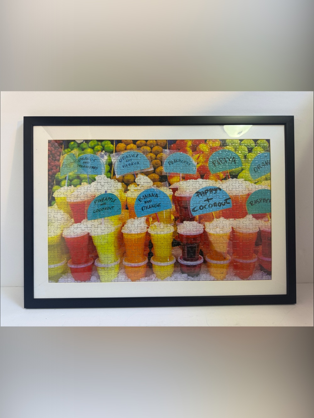 Framed Vibrant Market Juice Puzzle Wall Art - Multi-Color